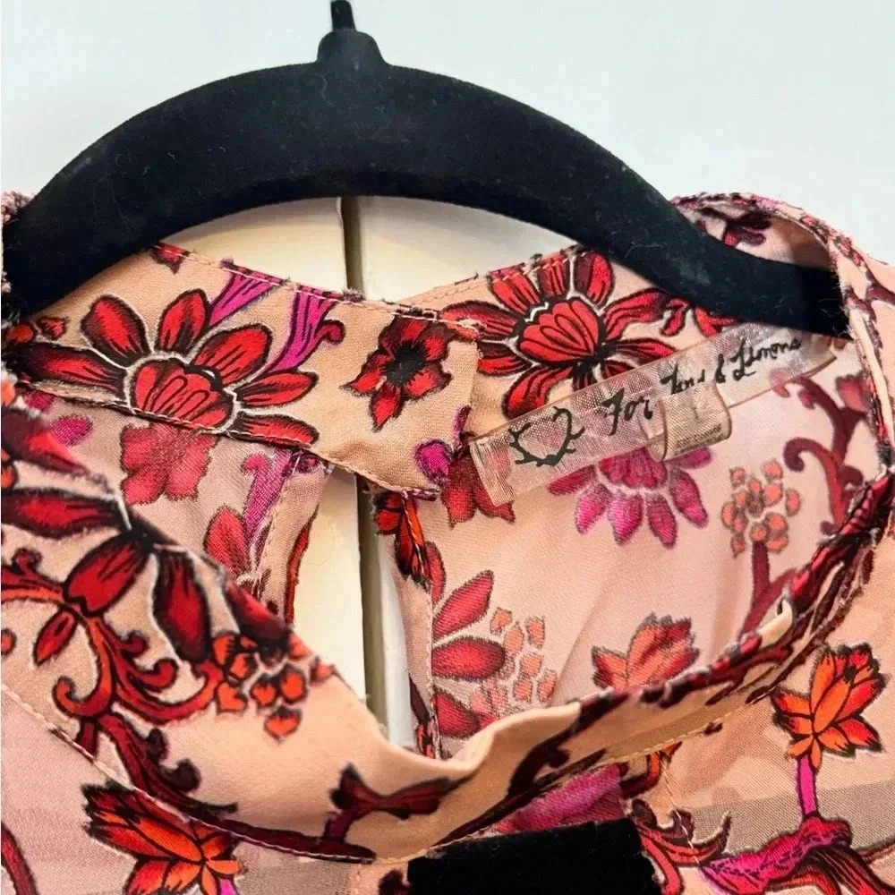 For Love & Lemons Floral Velvet Burnout Top – Size L - Picture 5 of 7
